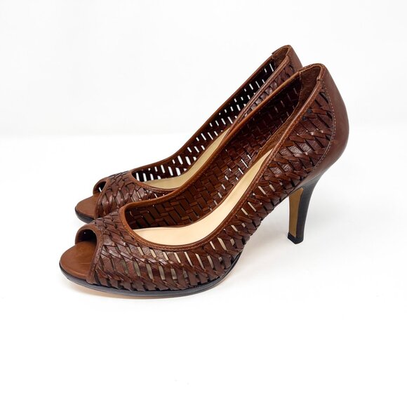 Cole Haan Eve Air Brown Leather Open toe Pumps 9 - Picture 3 of 8